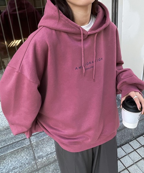 Chillfar（チルファー）の「CHILLFARロゴパーカー（パーカー・レディース・オートミール/ネイビー/杢グレー/ブラック/ダークグリーン/ブラウン/ホワイト/ブルー/ピンク・FREE）」の9枚目の写真