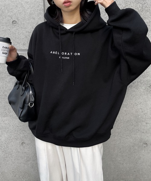 Chillfar（チルファー）の「CHILLFARロゴパーカー（パーカー・レディース・オートミール/ネイビー/杢グレー/ブラック/ダークグリーン/ブラウン/ホワイト/ブルー/ピンク・FREE）」の3枚目の写真