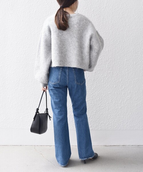 b1541 23区 大きいサイズ46 モヘヤ混 ニットプルオーバー SHIPS（シップス）の「*モヘヤ混カラーシャギーニットプルオーバー