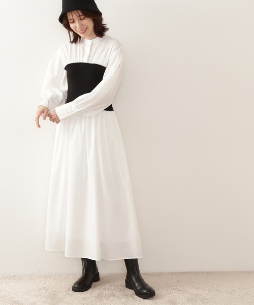 N.（N. Natural Beauty Basic）（エヌエヌナチュラルビューティーベーシック）の「◆ニットビスチェドッキングワンピース（ワンピース・レディース・オフホワイト/ブルー/レッド・MEDIUM）」の4枚目の写真