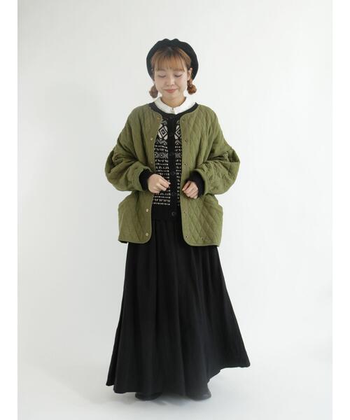 Samansa Mos2（サマンサ モスモス）の「前後着ジャカード柄カーディガン（カーディガン/ボレロ・レディース・グレー/ブラック/ベージュ・ﾌﾘ-）」の12枚目の写真