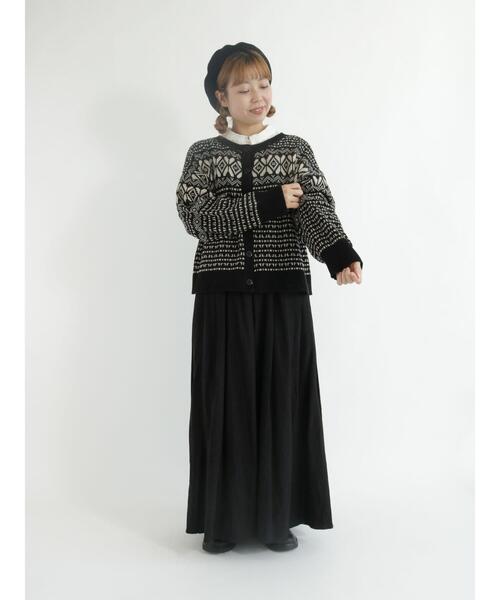 Samansa Mos2（サマンサ モスモス）の「前後着ジャカード柄カーディガン（カーディガン/ボレロ・レディース・グレー/ブラック/ベージュ・ﾌﾘ-）」の13枚目の写真