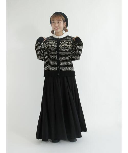 Samansa Mos2（サマンサ モスモス）の「前後着ジャカード柄カーディガン（カーディガン/ボレロ・レディース・グレー/ブラック/ベージュ・ﾌﾘ-）」の14枚目の写真