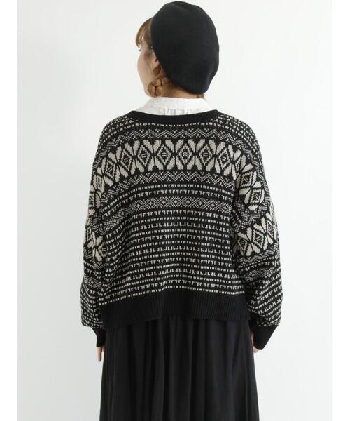 Samansa Mos2（サマンサ モスモス）の「前後着ジャカード柄カーディガン（カーディガン/ボレロ・レディース・グレー/ブラック/ベージュ・ﾌﾘ-）」の17枚目の写真