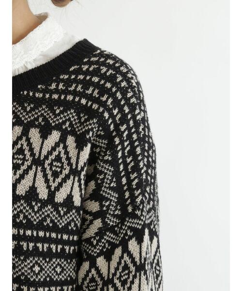 Samansa Mos2（サマンサ モスモス）の「前後着ジャカード柄カーディガン（カーディガン/ボレロ・レディース・グレー/ブラック/ベージュ・ﾌﾘ-）」の19枚目の写真