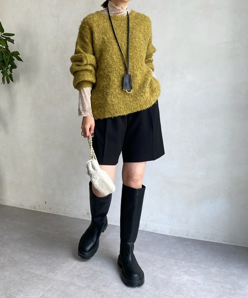 DouDou(ドゥドゥ)の「【WEB限定】クルーネックシャギープルオーバー(ニット/セーター・レディース・イエロー/パープル/ベージュ・FREE)」の17枚目の写真