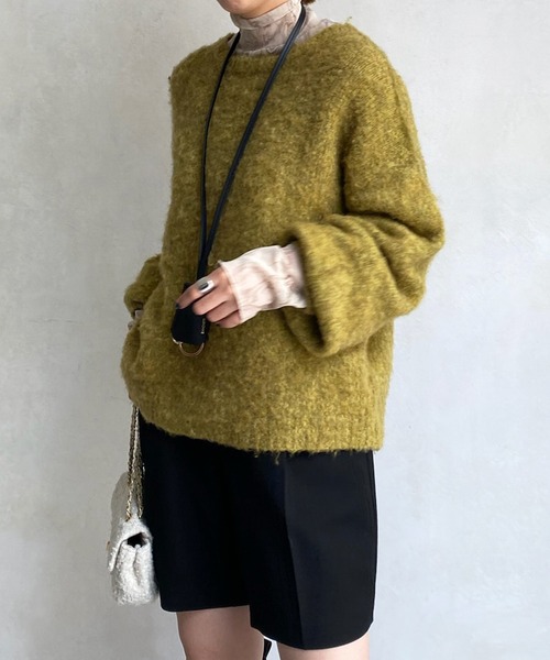 DouDou(ドゥドゥ)の「【WEB限定】クルーネックシャギープルオーバー(ニット/セーター・レディース・イエロー/パープル/ベージュ・FREE)」の11枚目の写真