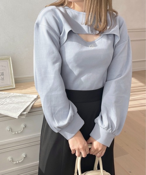 apres jour（アプレジュール）の「ロゴフロントオープンセット【ZOZOTOWN限定アイテム】（Tシャツ/カットソー・レディース・ライトピンク/アイボリー/ブルー/ブラック・X-LARGE/フリー）」の22枚目の写真
