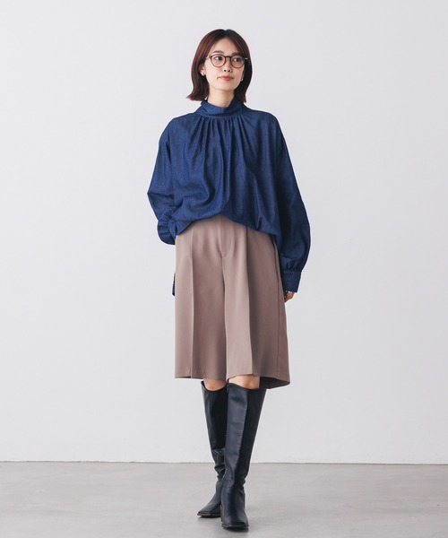 hunch（ハンチ）の「【ストレッチ】ひざ下丈バミューダパンツ（その他パンツ・レディース・グレイッシュベージュ/ブルー/ブラック・FREE）」の9枚目の写真