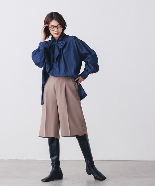 hunch（ハンチ）の「【ストレッチ】ひざ下丈バミューダパンツ（その他パンツ・レディース・グレイッシュベージュ/ブルー/ブラック・FREE）」の10枚目の写真