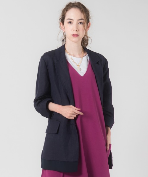 LAYMEE（レイミー）の「Alfons tailored jacket / アルフォンステーラード（テーラードジャケット・レディース・ミント/ネイビー/ホワイト・FREE）」の3枚目の写真