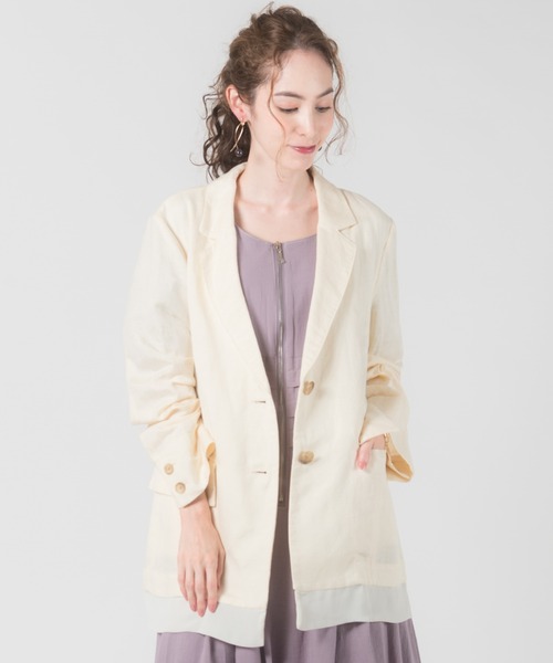 LAYMEE（レイミー）の「Alfons tailored jacket / アルフォンステーラード（テーラードジャケット・レディース・ミント/ネイビー/ホワイト・FREE）」の2枚目の写真