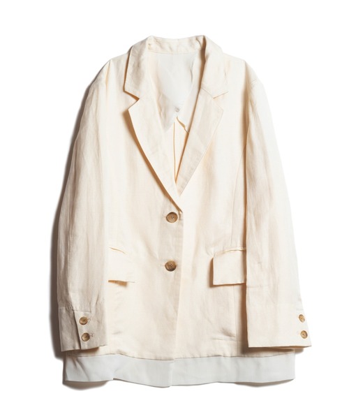 LAYMEE（レイミー）の「Alfons tailored jacket / アルフォンステーラード（テーラードジャケット・レディース・ミント/ネイビー/ホワイト・FREE）」の4枚目の写真