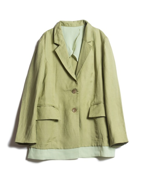 LAYMEE（レイミー）の「Alfons tailored jacket / アルフォンステーラード（テーラードジャケット・レディース・ミント/ネイビー/ホワイト・FREE）」の5枚目の写真