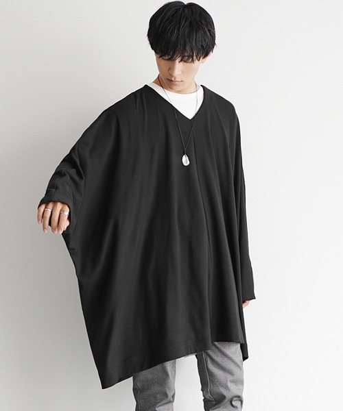 MinoriTY（マイノリティ）の「【MinoriTY】もちもちビッグポンチョ メンズ 秋服 オーバーサイズ ルーズフィット プルオーバー（ポンチョ・メンズ・ブラウン/ブラック/グレー・FREE）」の10枚目の写真