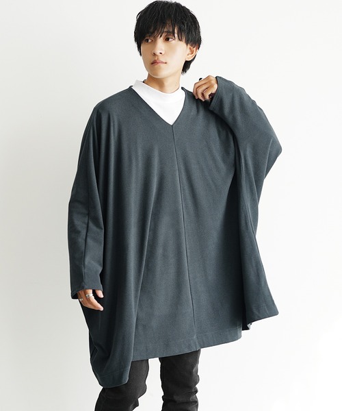MinoriTY（マイノリティ）の「【MinoriTY】もちもちビッグポンチョ メンズ 秋服 オーバーサイズ ルーズフィット プルオーバー（ポンチョ・メンズ・ブラウン/ブラック/グレー・FREE）」の14枚目の写真
