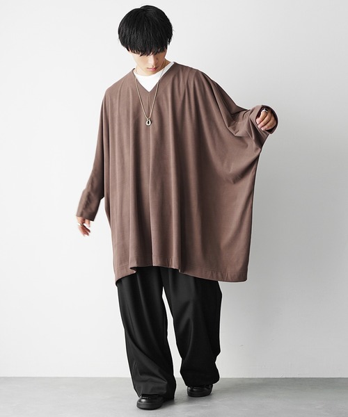 MinoriTY（マイノリティ）の「【MinoriTY】もちもちビッグポンチョ メンズ 秋服 オーバーサイズ ルーズフィット プルオーバー（ポンチョ・メンズ・ブラウン/ブラック/グレー・FREE）」の7枚目の写真