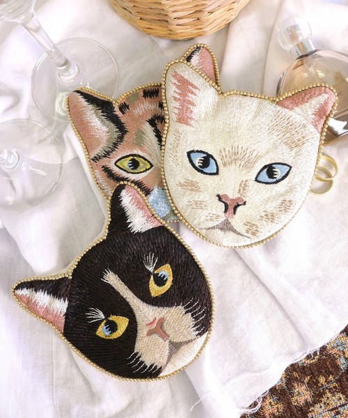 セール】キャット刺繍ポーチ（ポーチ）｜emesuelee