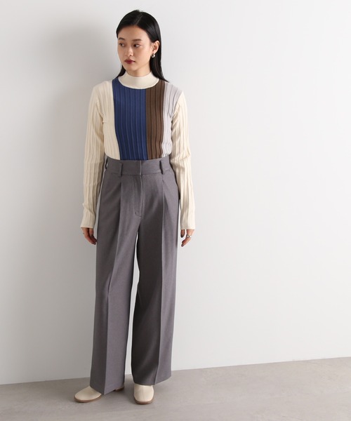 N.(N. Natural Beauty Basic)(エヌエヌナチュラルビューティーベーシック)の「◆カラーブロッキングハイネックリブニット(ニット/セーター・レディース・ホワイト系その他/ベージュ系その他/ネイビー系・MEDIUM)」の7枚目の写真