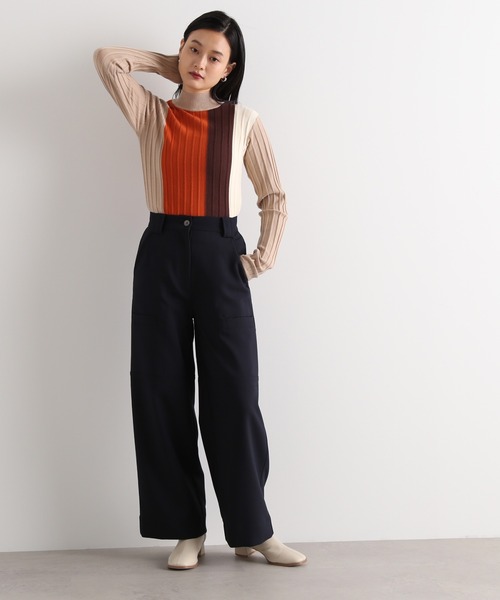 N.(N. Natural Beauty Basic)(エヌエヌナチュラルビューティーベーシック)の「◆カラーブロッキングハイネックリブニット(ニット/セーター・レディース・ホワイト系その他/ベージュ系その他/ネイビー系・MEDIUM)」の4枚目の写真