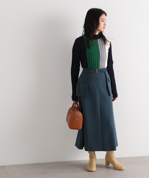 N.(N. Natural Beauty Basic)(エヌエヌナチュラルビューティーベーシック)の「◆カラーブロッキングハイネックリブニット(ニット/セーター・レディース・ホワイト系その他/ベージュ系その他/ネイビー系・MEDIUM)」の5枚目の写真