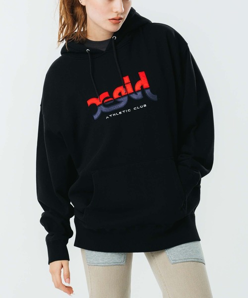 X-girl（エックスガール）の「ATHLETIC LOGO SWEAT HOODIE