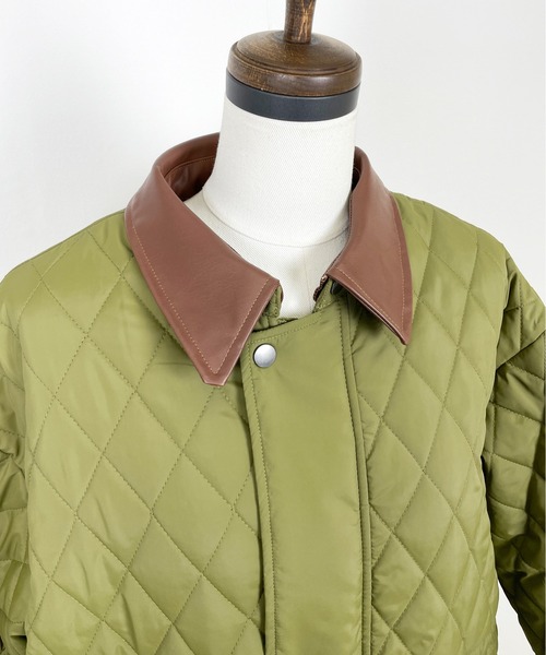 StyleSea（スタイルシー）の「2WAYキルティングスナップロングコート（ミリタリージャケット・レディース・オリーブ/ブラック・MEDIUM）」の3枚目の写真