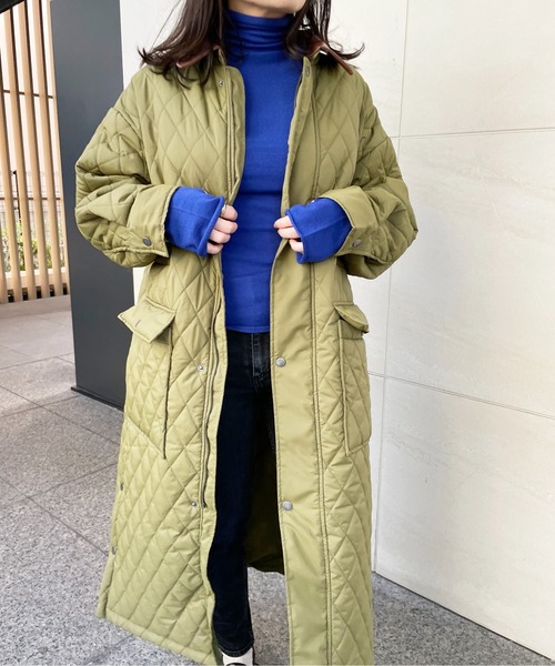 StyleSea（スタイルシー）の「2WAYキルティングスナップロングコート（ミリタリージャケット・レディース・オリーブ/ブラック・MEDIUM）」の12枚目の写真