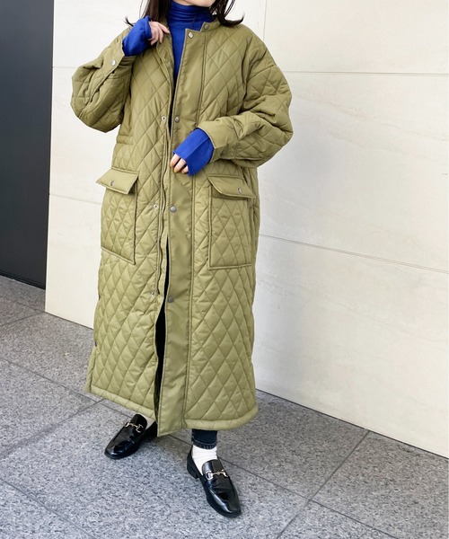 StyleSea（スタイルシー）の「2WAYキルティングスナップロングコート（ミリタリージャケット・レディース・オリーブ/ブラック・MEDIUM）」の11枚目の写真