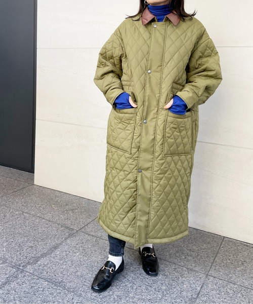 StyleSea（スタイルシー）の「2WAYキルティングスナップロングコート（ミリタリージャケット・レディース・オリーブ/ブラック・MEDIUM）」の7枚目の写真