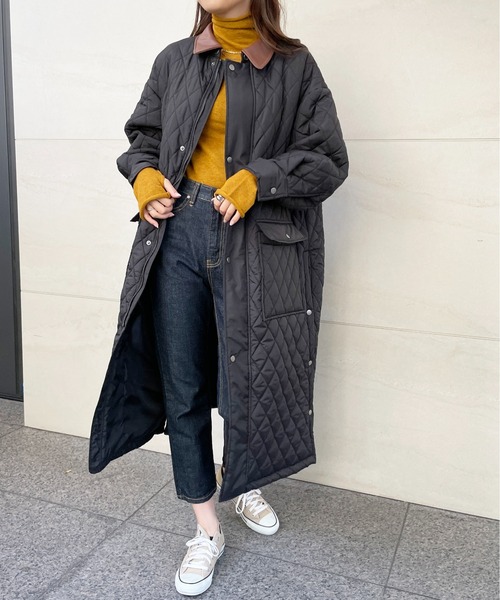 StyleSea（スタイルシー）の「2WAYキルティングスナップロングコート（ミリタリージャケット・レディース・オリーブ/ブラック・MEDIUM）」の16枚目の写真