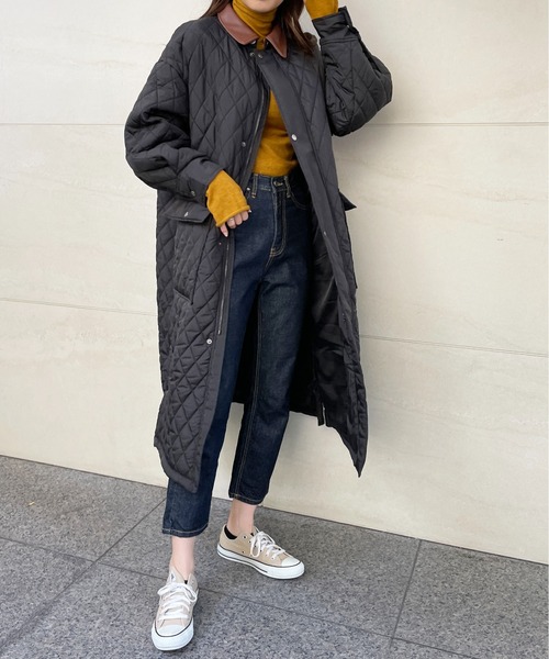 StyleSea（スタイルシー）の「2WAYキルティングスナップロングコート（ミリタリージャケット・レディース・オリーブ/ブラック・MEDIUM）」の17枚目の写真