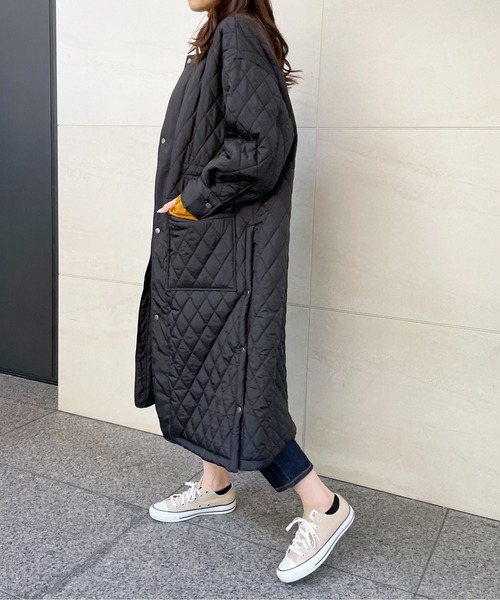 StyleSea（スタイルシー）の「2WAYキルティングスナップロングコート（ミリタリージャケット・レディース・オリーブ/ブラック・MEDIUM）」の18枚目の写真