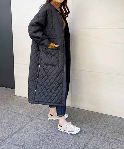 StyleSea（スタイルシー）の「2WAYキルティングスナップロングコート（ミリタリージャケット・レディース・オリーブ/ブラック・MEDIUM）」の20枚目の写真