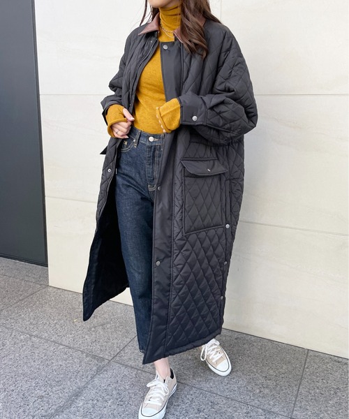 StyleSea（スタイルシー）の「2WAYキルティングスナップロングコート（ミリタリージャケット・レディース・オリーブ/ブラック・MEDIUM）」の22枚目の写真