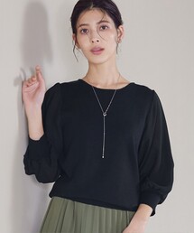 【新色追加・洗える】異素材パフ袖トップス