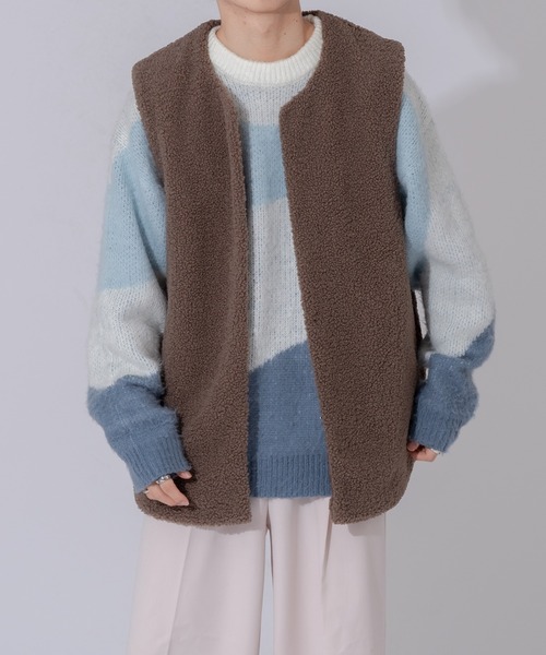 ONCILY(オンシェリー)の「BOA VEST / ボア中綿ベスト(ベスト・メンズ・ブラック/ブラウン/カーキ・MEDIUM/LARGE)」の2枚目の写真