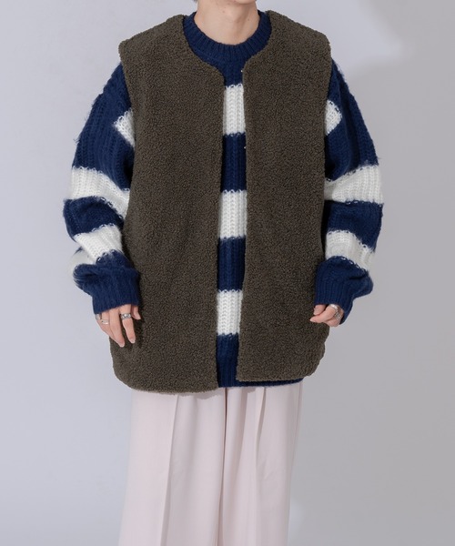 ONCILY(オンシェリー)の「BOA VEST / ボア中綿ベスト(ベスト・メンズ・ブラック/ブラウン/カーキ・MEDIUM/LARGE)」の4枚目の写真