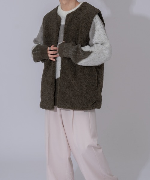 ONCILY(オンシェリー)の「BOA VEST / ボア中綿ベスト(ベスト・メンズ・ブラック/ブラウン/カーキ・MEDIUM/LARGE)」の12枚目の写真