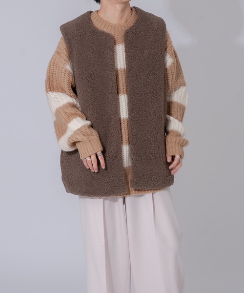 ONCILY(オンシェリー)の「BOA VEST / ボア中綿ベスト(ベスト・メンズ・ブラック/ブラウン/カーキ・MEDIUM/LARGE)」の9枚目の写真