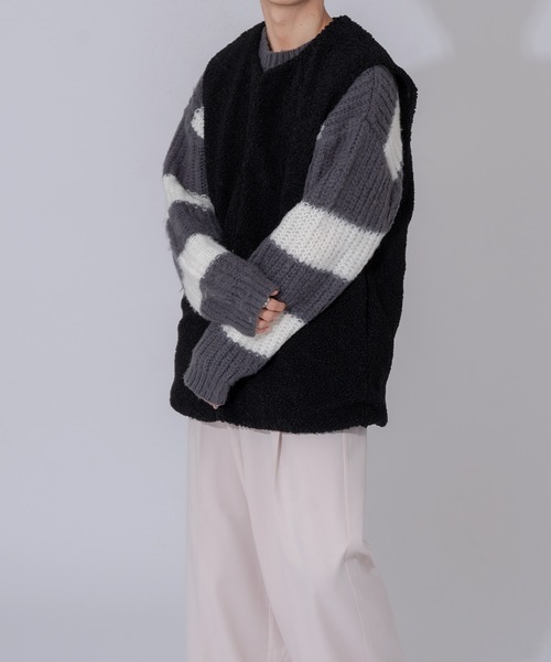 ONCILY(オンシェリー)の「BOA VEST / ボア中綿ベスト(ベスト・メンズ・ブラック/ブラウン/カーキ・MEDIUM/LARGE)」の7枚目の写真