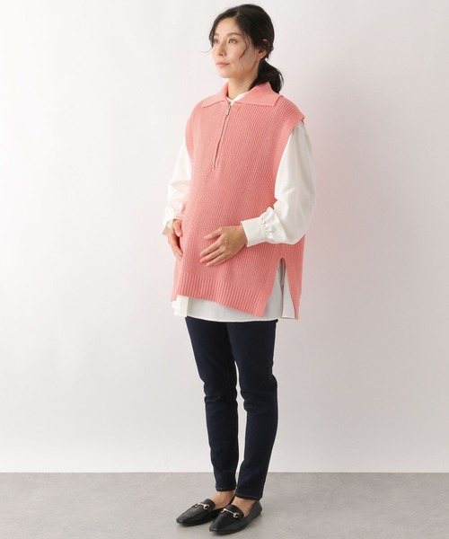 LEPSIM（レプシィム）の「マタニティ／7ゲージハーフジップベスト　178907（マタニティウェア/グッズ・レディース・ピンク/ネイビー/グレイッシュベージュ・FREE）」の18枚目の写真