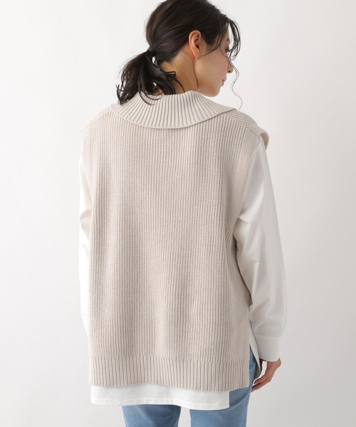 LEPSIM（レプシィム）の「マタニティ／7ゲージハーフジップベスト　178907（マタニティウェア/グッズ・レディース・ピンク/ネイビー/グレイッシュベージュ・FREE）」の12枚目の写真