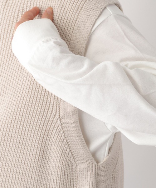 LEPSIM（レプシィム）の「マタニティ／7ゲージハーフジップベスト　178907（マタニティウェア/グッズ・レディース・ピンク/ネイビー/グレイッシュベージュ・FREE）」の5枚目の写真