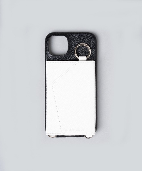 ensemble(皮革ブランド)(アンサンブル)の「ensemble PORTEバイカラー 鏡 カードケース付きiPhoneケース (ベルト無し)(スマホケース/カバー・レディース・グレー/ブラック/ベージュ/ライトグレー/ホワイト・6/4/7/5/3/12/10/13)」の1枚目の写真