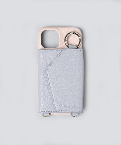 ensemble(皮革ブランド)(アンサンブル)の「ensemble PORTEバイカラー 鏡 カードケース付きiPhoneケース (ベルト無し)(スマホケース/カバー・レディース・グレー/ブラック/ベージュ/ライトグレー/ホワイト・6/4/7/5/3/12/10/13)」の3枚目の写真
