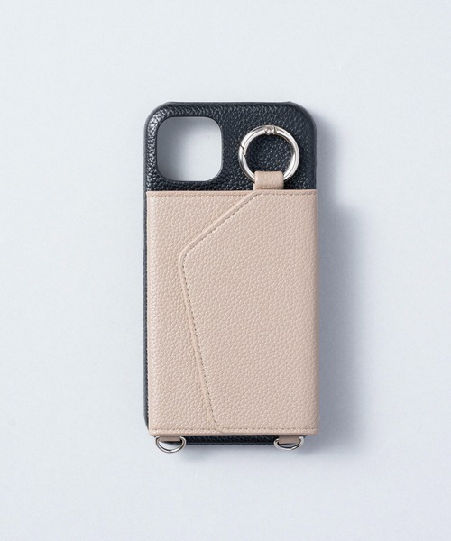 ensemble(皮革ブランド)(アンサンブル)の「ensemble PORTEバイカラー 鏡 カードケース付きiPhoneケース (ベルト無し)(スマホケース/カバー・レディース・グレー/ブラック/ベージュ/ライトグレー/ホワイト・6/4/7/5/3/12/10/13)」の8枚目の写真