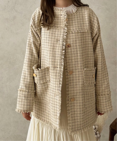 apres jour clair(アプレジュールクレア)の「【apres jour clair】ツイードジャケット【ZOZOTOWN限定アイテム】(ノーカラージャケット・レディース・アイボリー/ベージュ・X-LARGE/フリー)」の22枚目の写真