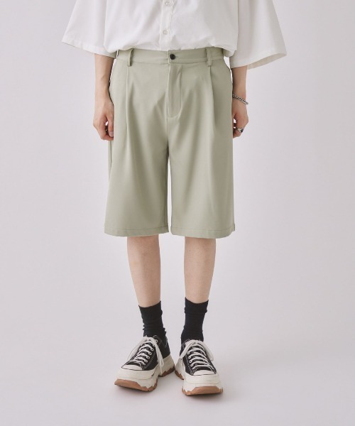 EDEL(エーデル)の「EDEL - タックワイドハーフパンツ(その他パンツ・メンズ・ミント/アイボリー/ブラック・MEDIUM/LARGE)」の1枚目の写真