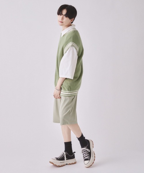 EDEL(エーデル)の「EDEL - タックワイドハーフパンツ(その他パンツ・メンズ・ミント/アイボリー/ブラック・MEDIUM/LARGE)」の6枚目の写真